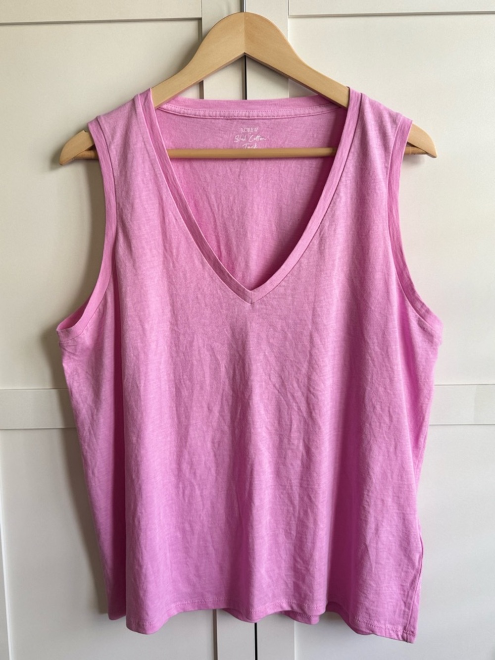 J.Crew Factory Slub Cotton V-Neck Tank Top in Pink Size XL